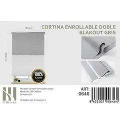 ANGELES DEL HOGAR - Cortinas Roller Blackout Doble Jaspeada 140 cm x 200 cm Gris