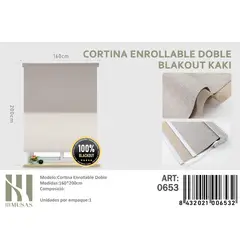 ANGELES DEL HOGAR - Cortinas Roller Blackout Doble Jaspeada 160 cm x 200 cm Kaki
