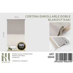 ANGELES DEL HOGAR - Cortinas Roller Blackout Doble Jaspeada 120 cm x 200 cm Kaki