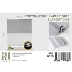 ANGELES DEL HOGAR - Cortinas Roller Blackout Doble jaspeada 200 cm x 200 cm Gris