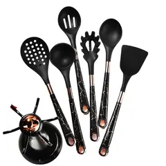ELEONOR - Juego De Utensilios De Cocina Silicona 7pzas Diseño Elegante - Negro