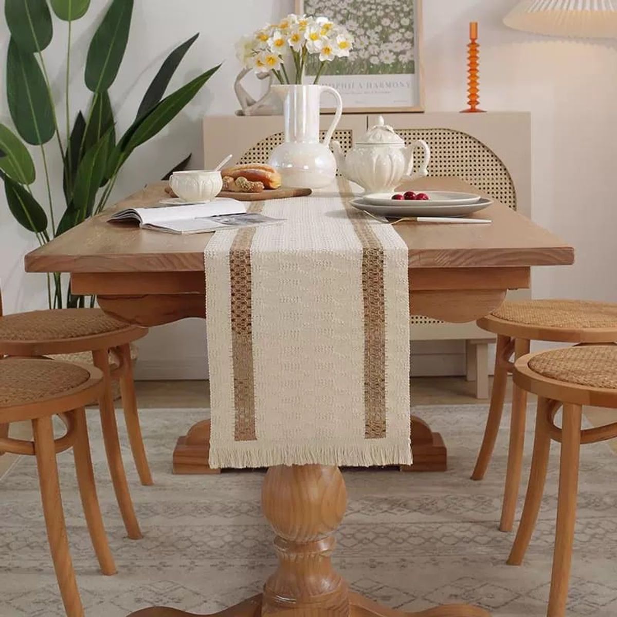 GENERICO - Mantel Camino De Mesa Rectangular Yute Linea 180x30cm