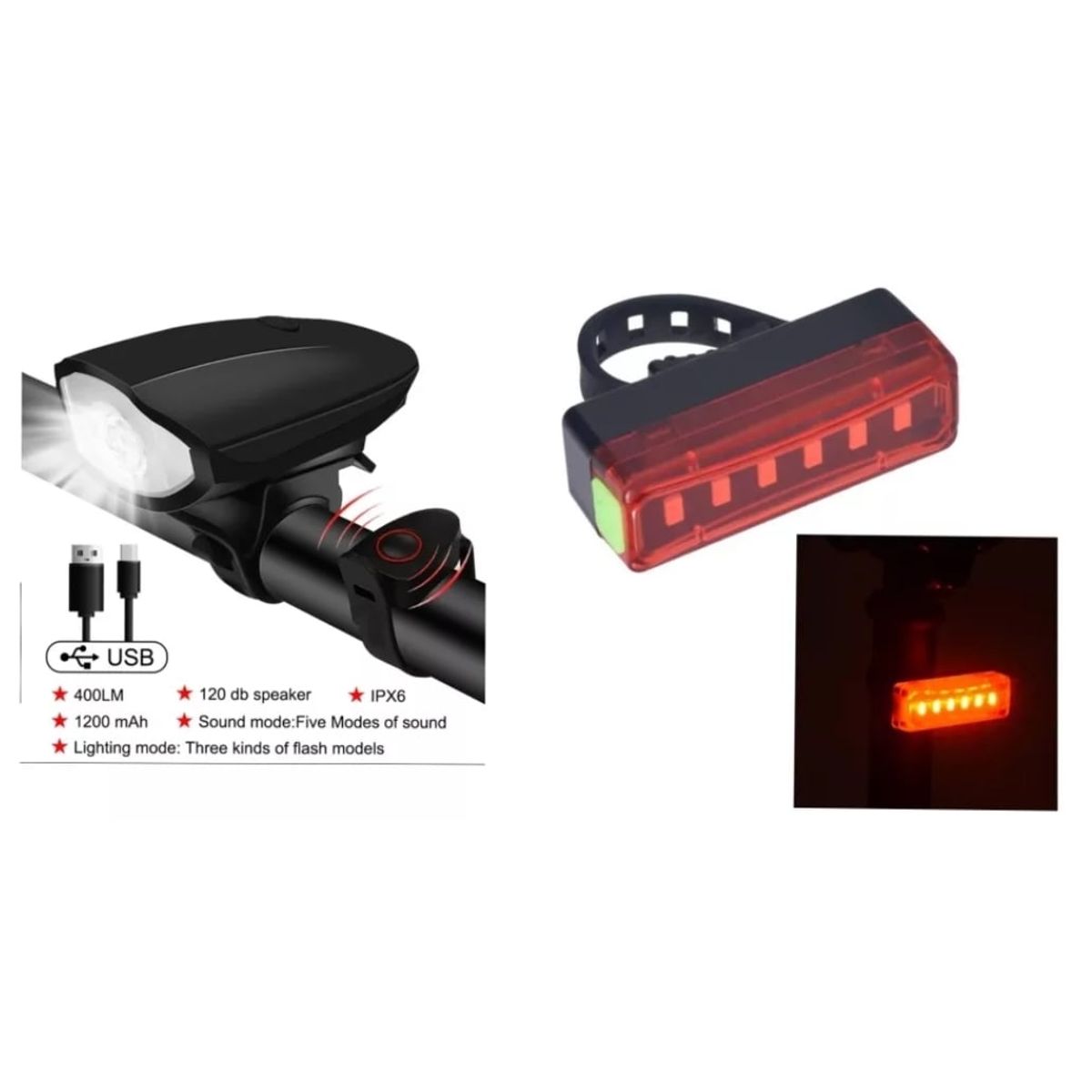 GENERICO - luces LED para bicicletas trasera y delantera