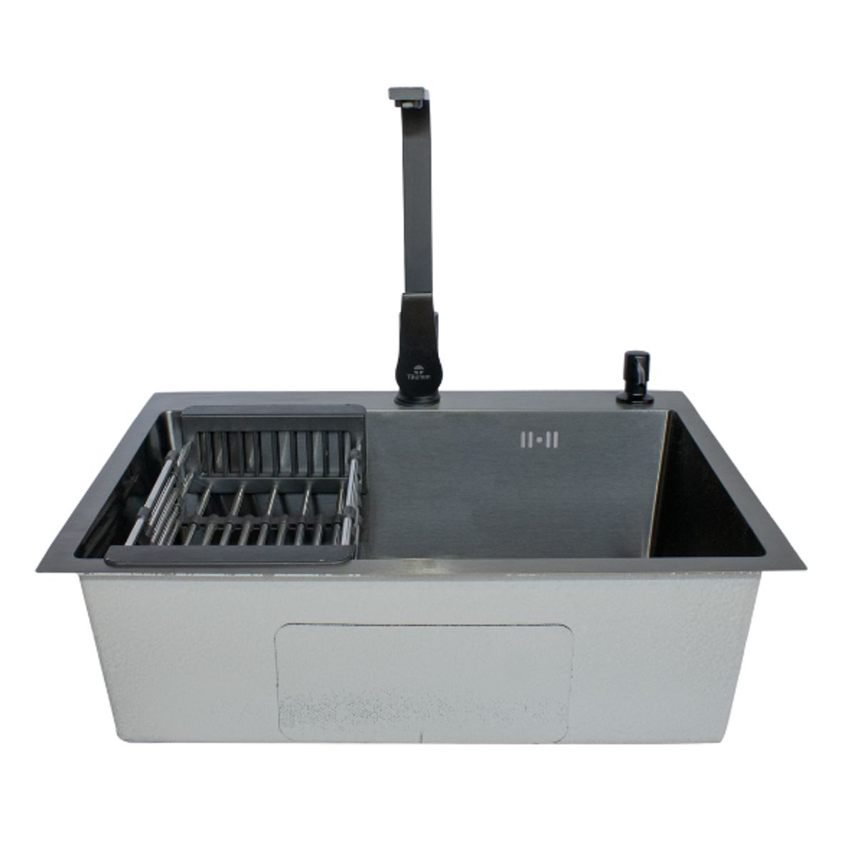 MODERN SPACE - Lavaplatos 55x43cm Black Acero Inox + Grifería Y Accesorios