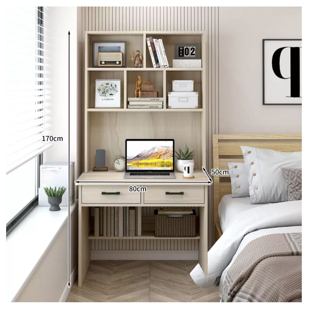 HOMER DESIGN - Escritorio Moderno Con Organizador 80x50x170cm Para Oficina