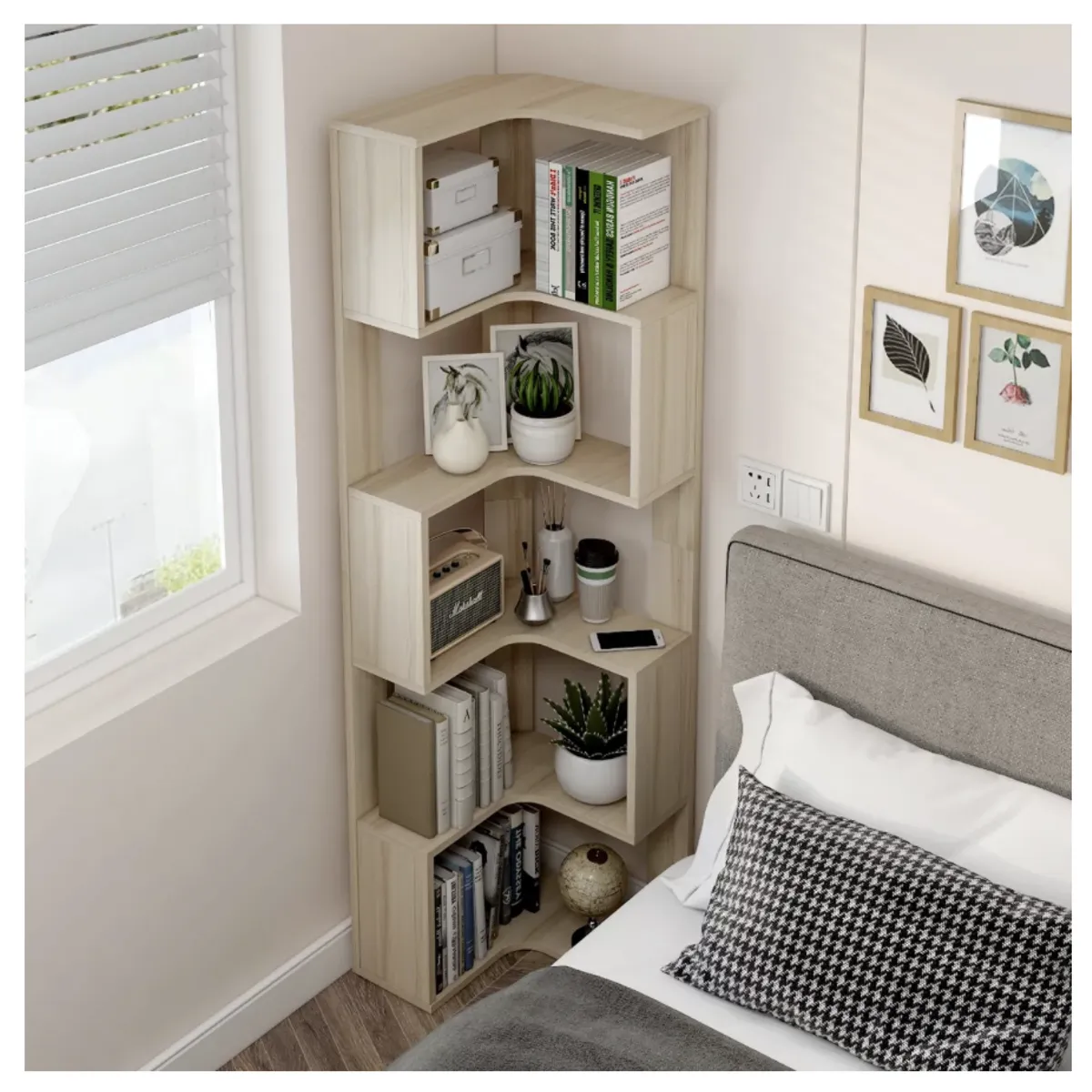 HOMER DESIGN - Repisa Organizador Estante Esquinero Living Velador 160x50x50cm