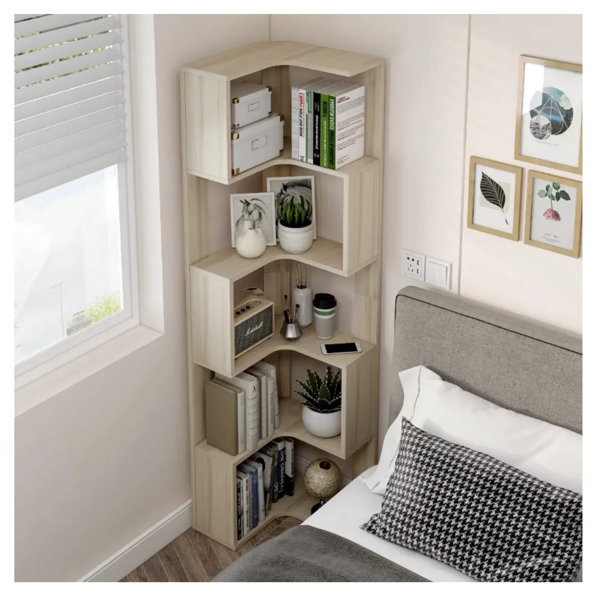 HOMER DESIGN - Repisa Organizador Estante Esquinero Living Velador 160x50x50cm