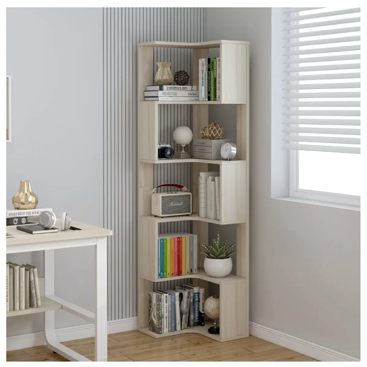 HOMER DESIGN - Repisa Organizador Estante Esquinero Living Velador 160x50x50cm