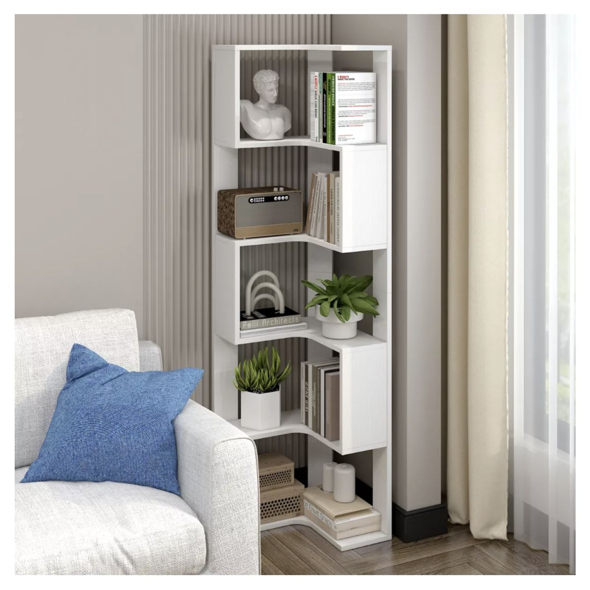 HOMER DESIGN - Repisa Organizador Estante Esquinero Living Velador 160x50x50cm