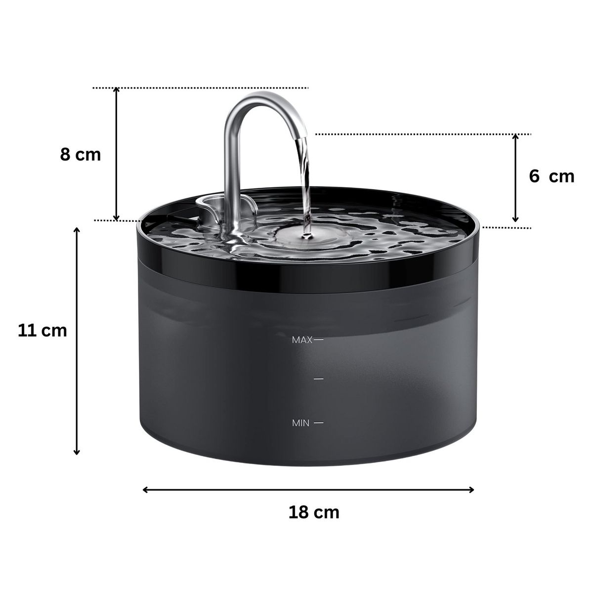 GENERICO - Bebedero Automático Silencioso Gato Llave Negro 2,2 L