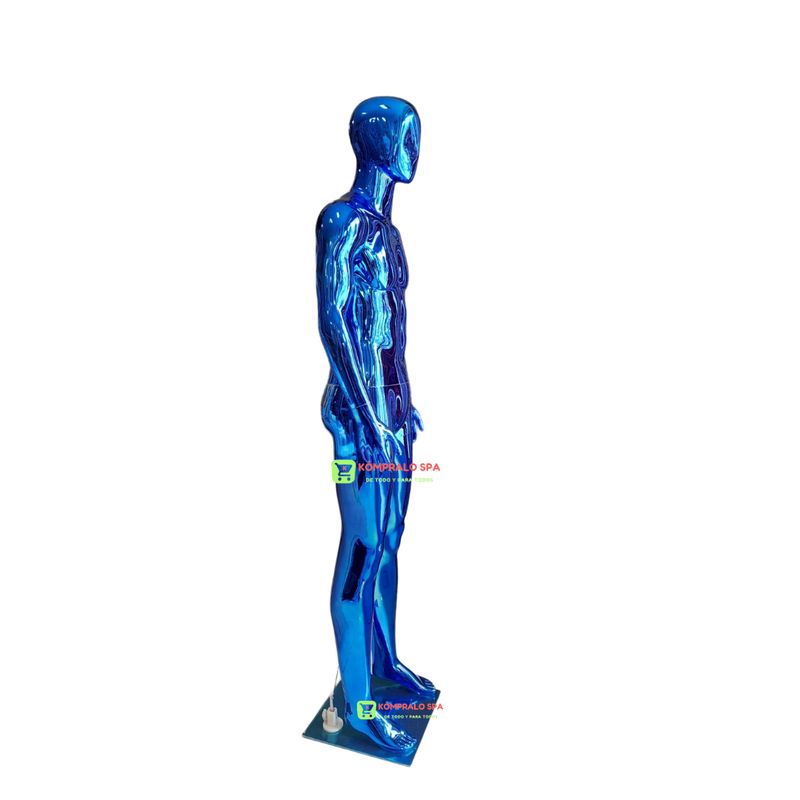 GENERICO - Maniqui Cuerpo Entero Hombre Plastico Metalizado Azul