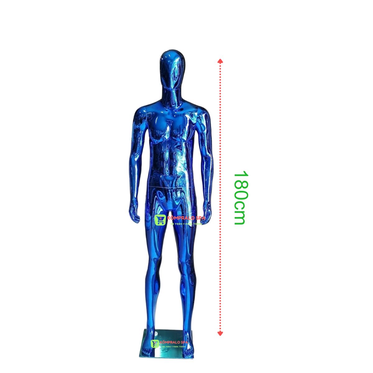 GENERICO - Maniqui Cuerpo Entero Hombre Plastico Metalizado Azul