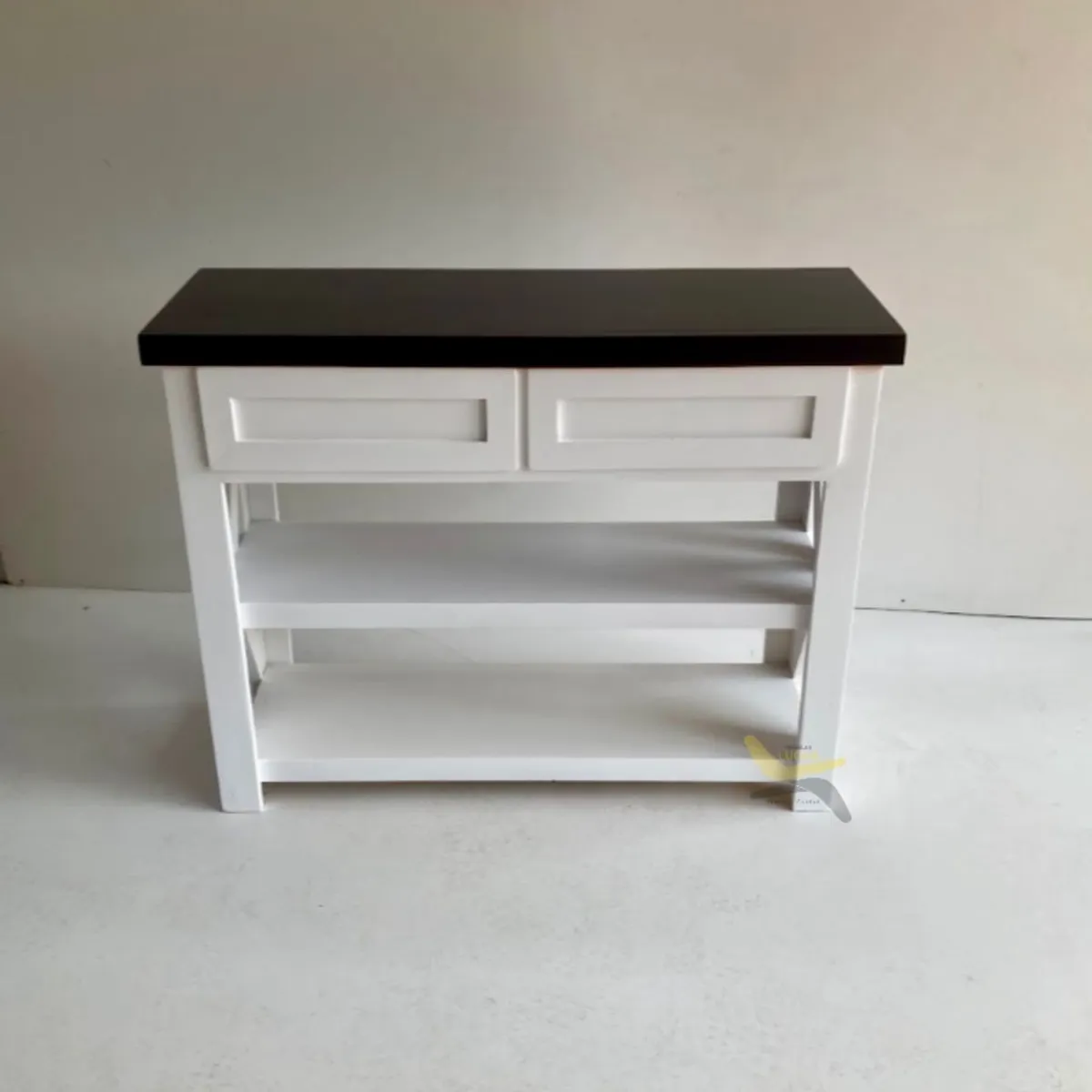 GENERICO - Mesa de arrimo blanco con chocolate con 2 cajones