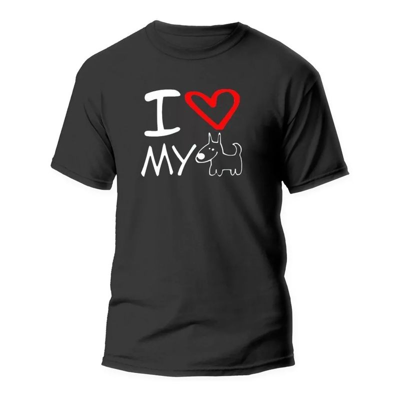 ROLY - Polera Negra Dog Love Amo A Mi Perro