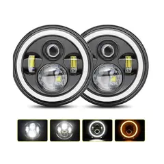 GENERAC - Par 7 Faros H4 Led Ojo De Ángel Para Wrangler Jeep Vocho