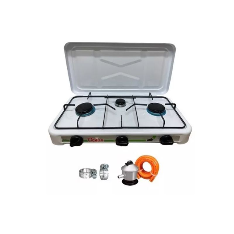 GENERICO - Set Cocina Camping A Gas Cocina Portatil 3 Plato Regulador B
