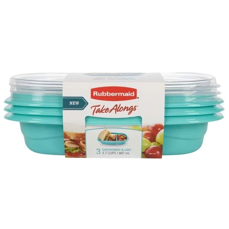 SISTEMA - PACK 3 HERMETICO RUBBERNALD TAKE ALONGS SNACK TO GO RECTANGULAR 887ML