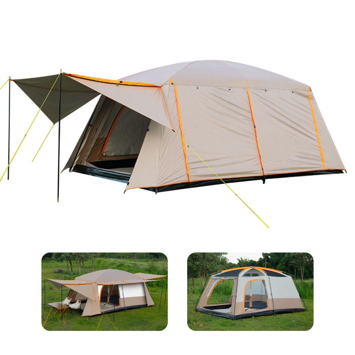 ELEMENT DESIGN - Carpa 10 Personas Impermeable con Doble Capa y Ventilación