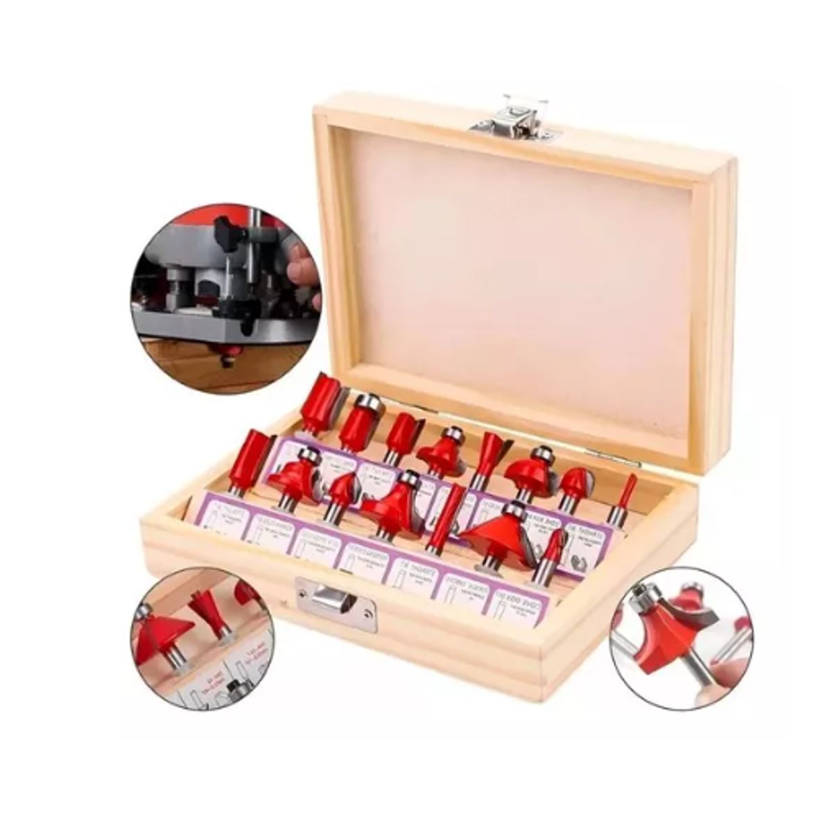 GENERICO - Set 15 Fresas Madera Toma 1/4 - Router Tupi Fresador