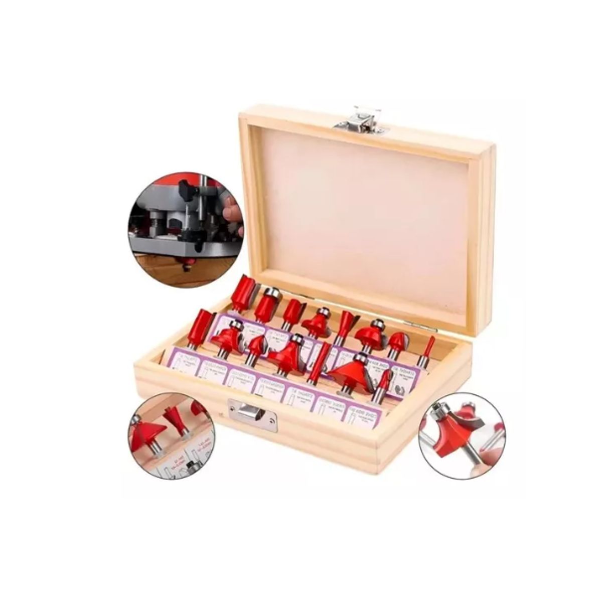 GENERICO - Set 15 Fresas Madera Toma 1/4 - Router Tupi Fresador