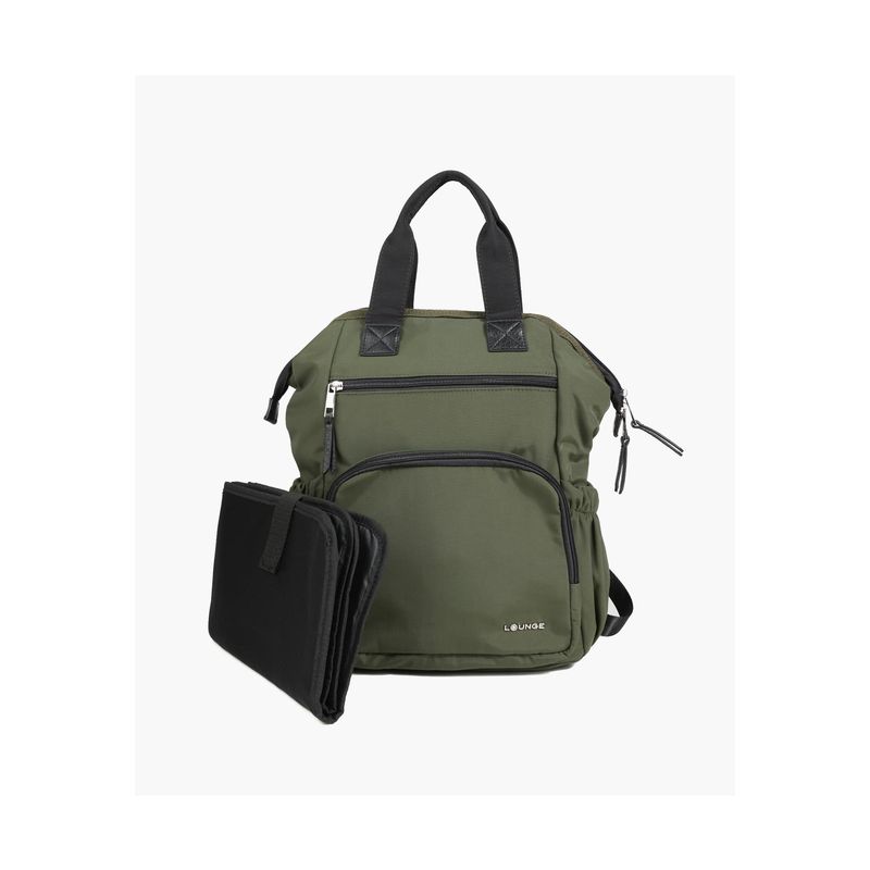 LOUNGE - Mochila Maternal Nylon Verde Musgo LOUNGE