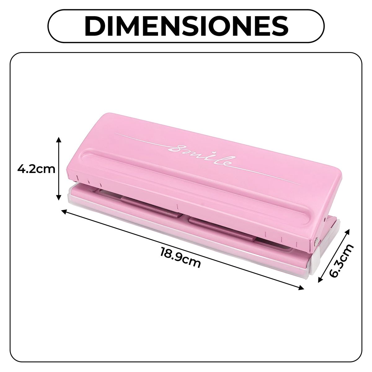 GENERICO - Perforadora Metálica 6 Agujeros Ajustable A6 A7 B5 Rosado