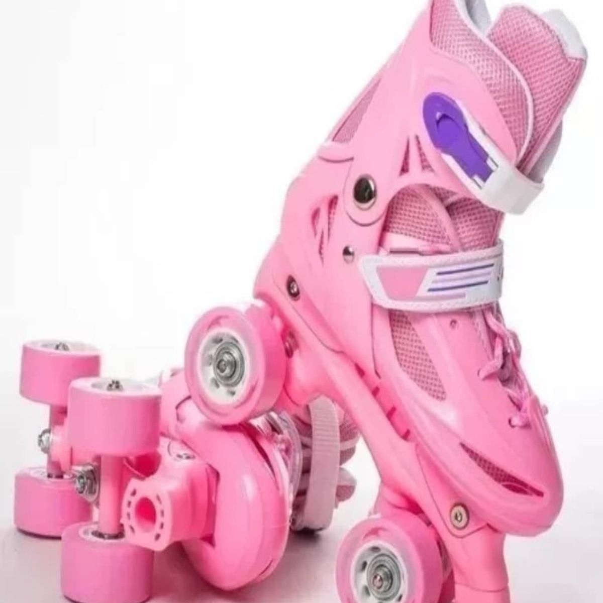 GENERICO - Patines Ajustables 4 Ruedas Niña Rosado Talla M35-38