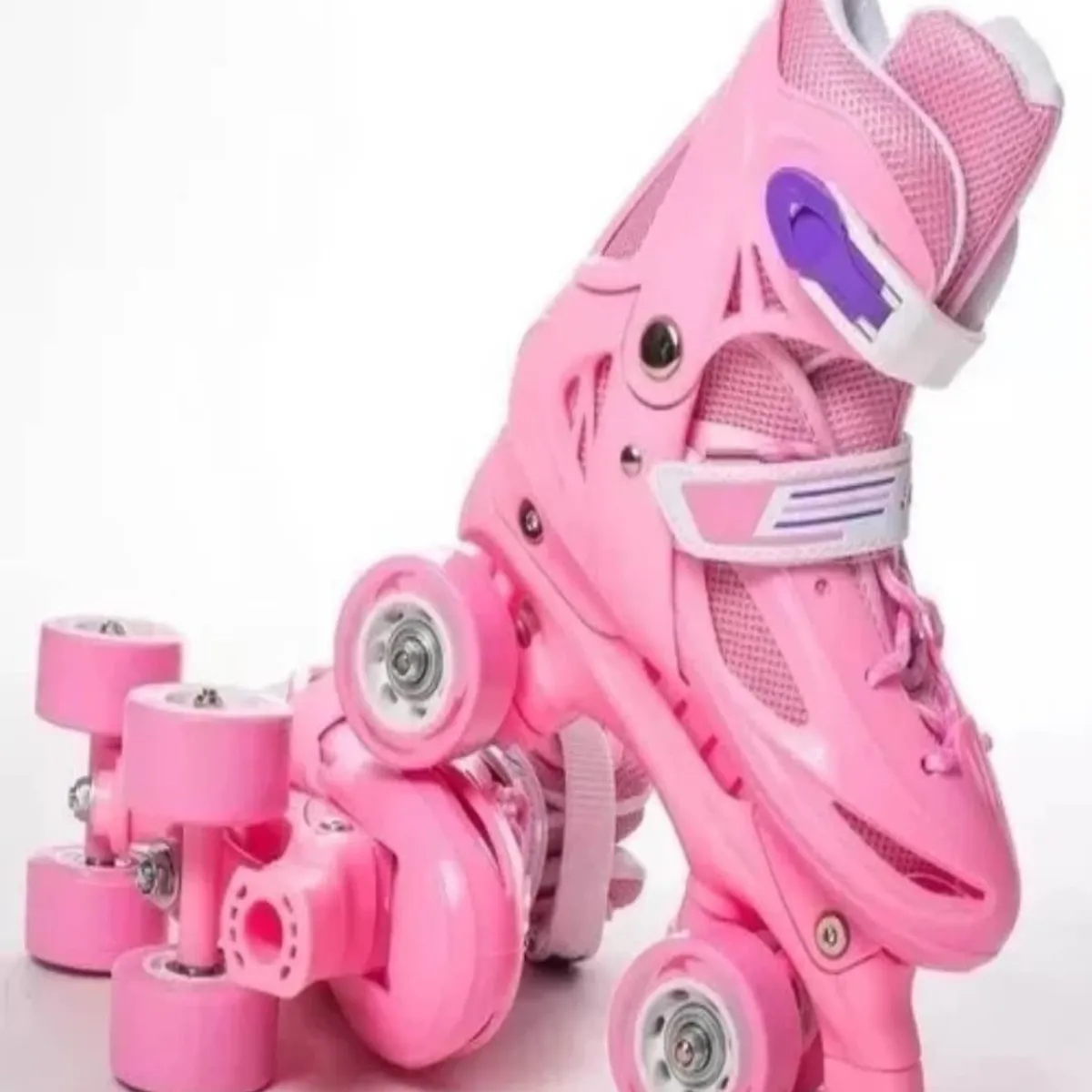 GENERICO - Patines Ajustables 4 Ruedas Niña Rosado Talla S31-34