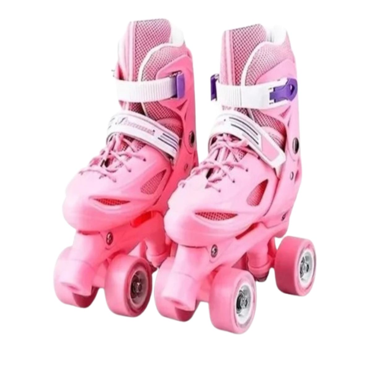 GENERICO - Patines Ajustables 4 Ruedas Niña Rosado Talla XS27-30