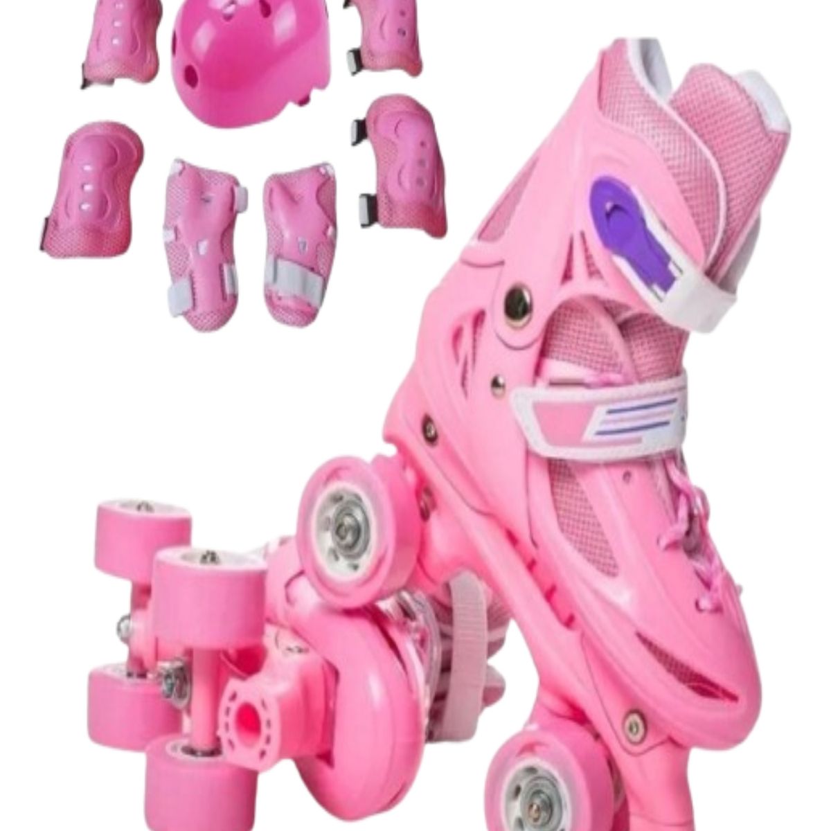 GENERICO - Patines Ajustables 4 Ruedas-Kit Protección Talla S31-34