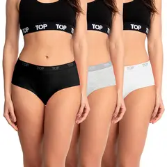 TOP - Calzón Pantaletas Algodón Con Elástico Pack 3 C7