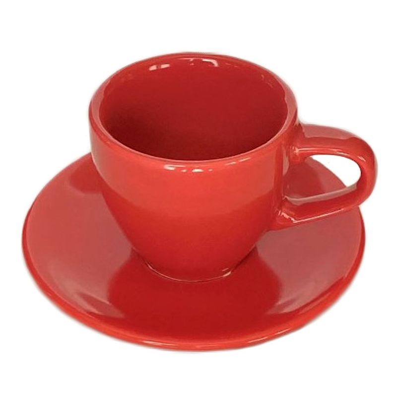 GENERICO - Taza Cafe 80 ml C/Platillo Color Rojo Set 6 pcs