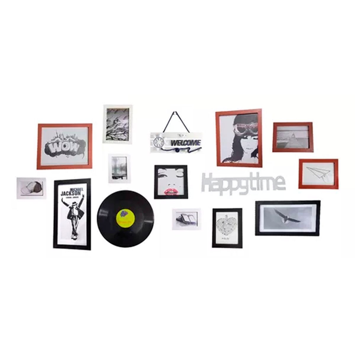 ESHOPANGIE - Set Marcos Foto Decorativo Pared 12 Piezas 2 letreros 1vinilo