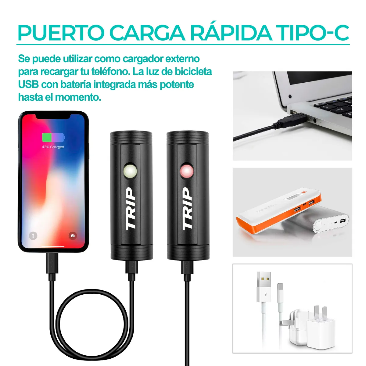 TRIP - LUZ DELANTERA TRIP USB MONSTER - 1000 LÚMENES