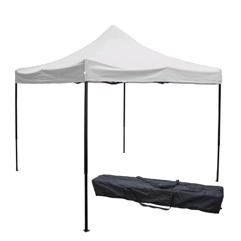 LUMAX - Toldo Carpa Impermeable Plegable Acero 2x2m Blanco + Bolsa