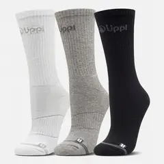 LIPPI - Calcetines Unisex Logo Pack Long Negro/Blanco/Gris