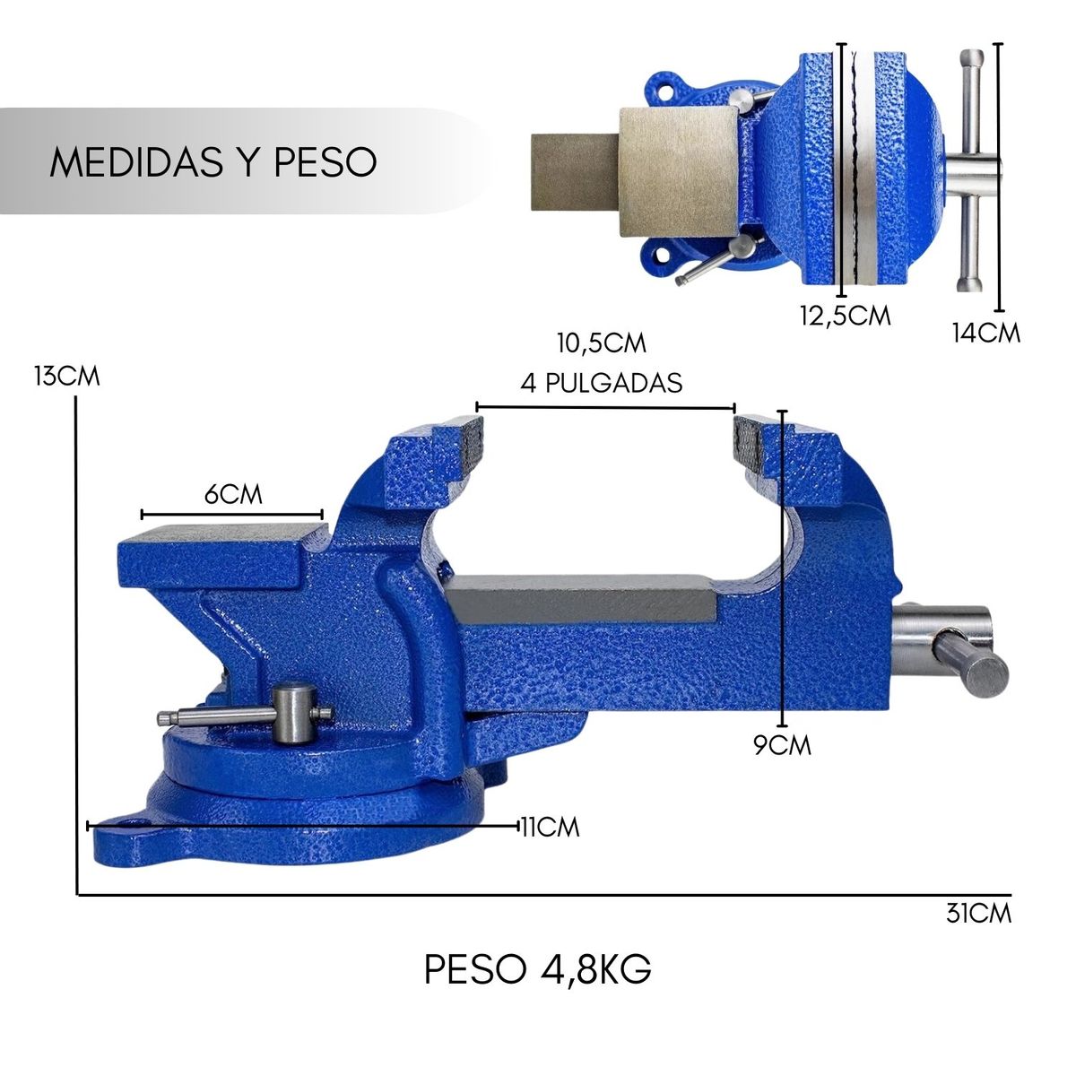 GENERICO - Tornillo Mecánico Tornillo Banco 4 Base Gira 360° Yunque