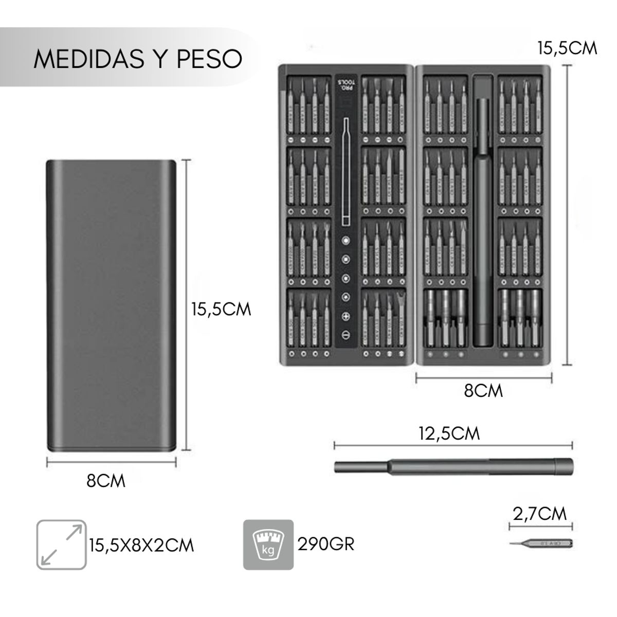 GENERICO - Kit Destornillador Precision Set 63 Piezas Profesional Cr-v