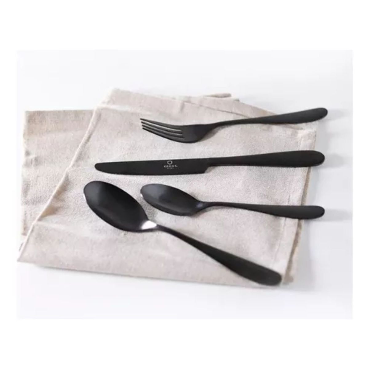 KRONS - Juego De Cubiertos Premium Black Acero Inoxidable