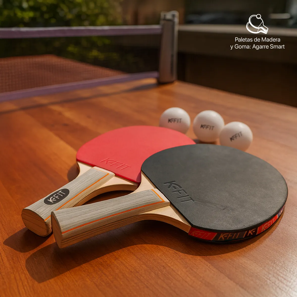 K FIT - Set Ping Pong Tenis Mesa 2 Paleta + 3 Pelotas + Malla K-fit