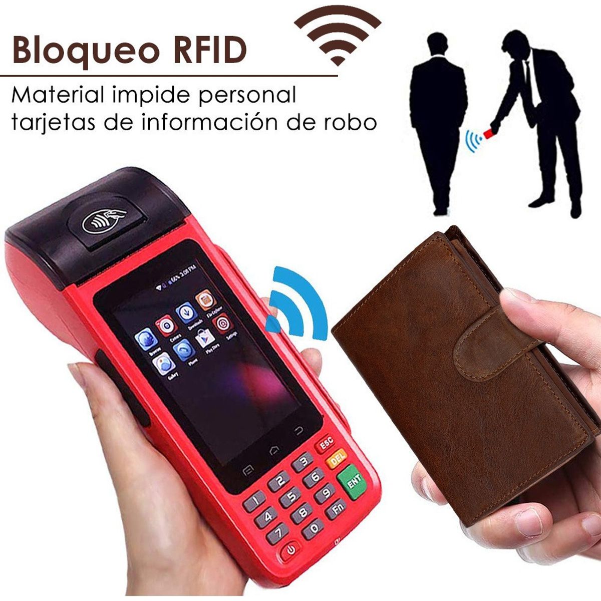 U BUY - Cartera Antirrobo Para Hombre Billetera Clip Rfid Cuero