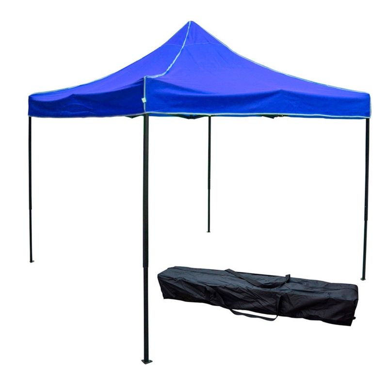 LUMAX - Toldo Carpa Impermeable Plegable Acero 2x2m Azul + Bolsa