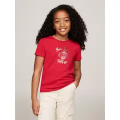 TOMMY HILFIGER - Polera Con Logo Metalizado Rojo