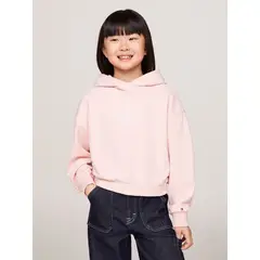 TOMMY HILFIGER - Polerón Hoodie Amplio Con Logo Rosado