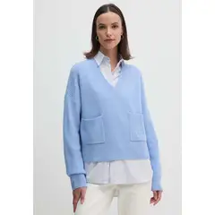 TOMMY HILFIGER - Sweater Cuello V Con Dos Bolsillos Celeste