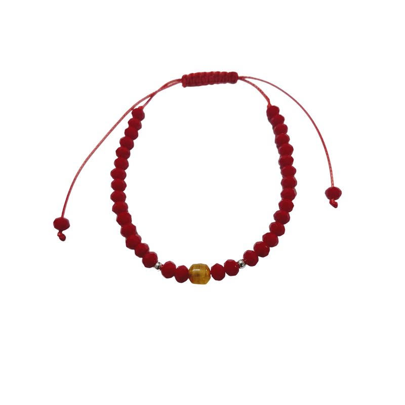 CORAZÓN DE ÁMBAR - Pulsera de cristal rojo, ámbar y Plata 925