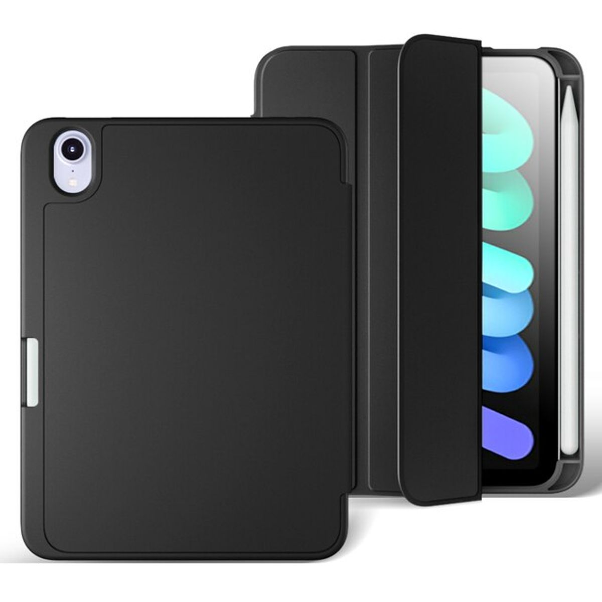 GENERICO - Carcasa Smart cover para Ipad mini 6 + ranura lápiz / Negro