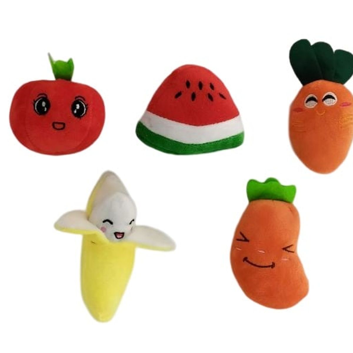 GENERICO - 5 Peluches Para Mascotas, Perro, Gatos De Frutas Y Verduras