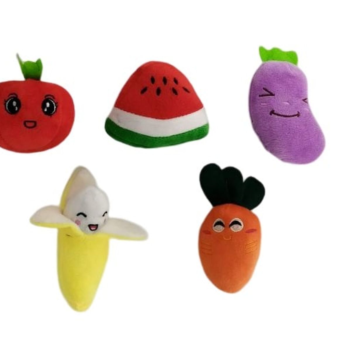 GENERICO - 5 Peluches Para Mascotas, Perro, Gatos De Frutas Y Verduras
