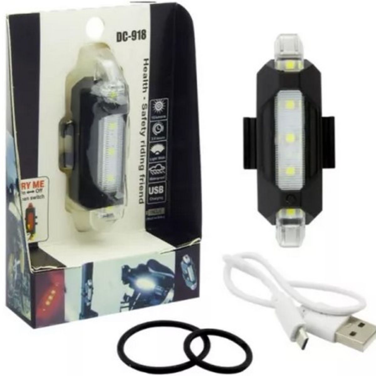 GENERICO - Luz led delantera recargable Bicicleta usb Blanca